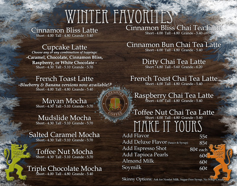 Menu Cheshire Coffee - Waterbury, Ct-1